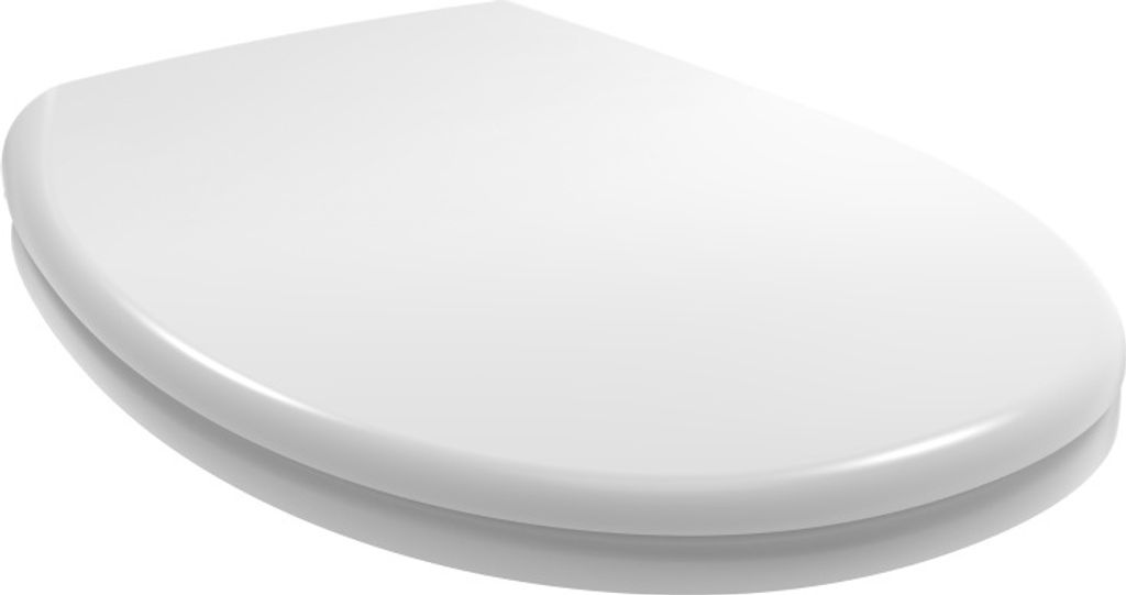 Toilettsitz aus thermohärtendem Material, glänzendes Weiß, mit Soft-Close-Scharnieren und Schnellverschluss.