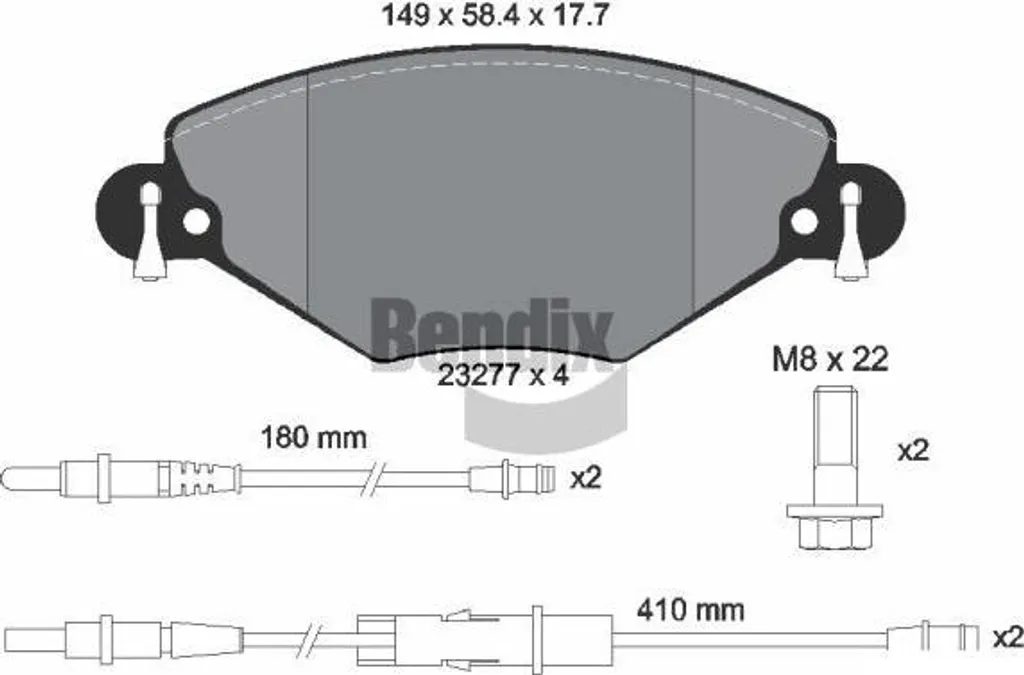 Plaquettes de frein BENDIX BPD1368 pour C5 remplace OE 1611456480