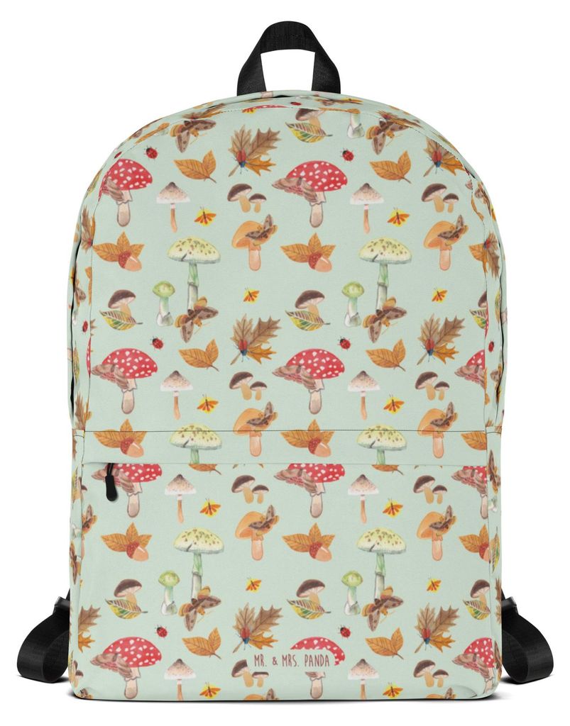 Mr. & Mrs. Panda Rucksack Herbst Pilze - Grün - Geschenk, Schmetterlings Muster, Pilz, Business-Rucksack, Laptoprucksack, Outdoor-Rucksack, Schulr...