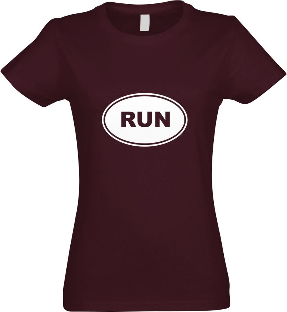 Kiwistar - T-Shirt tailliert - Damen - Burgund - Run - mit Motiv Bedruckt - Funshirt Design - Sport - Freizeit - Damen - XXL
