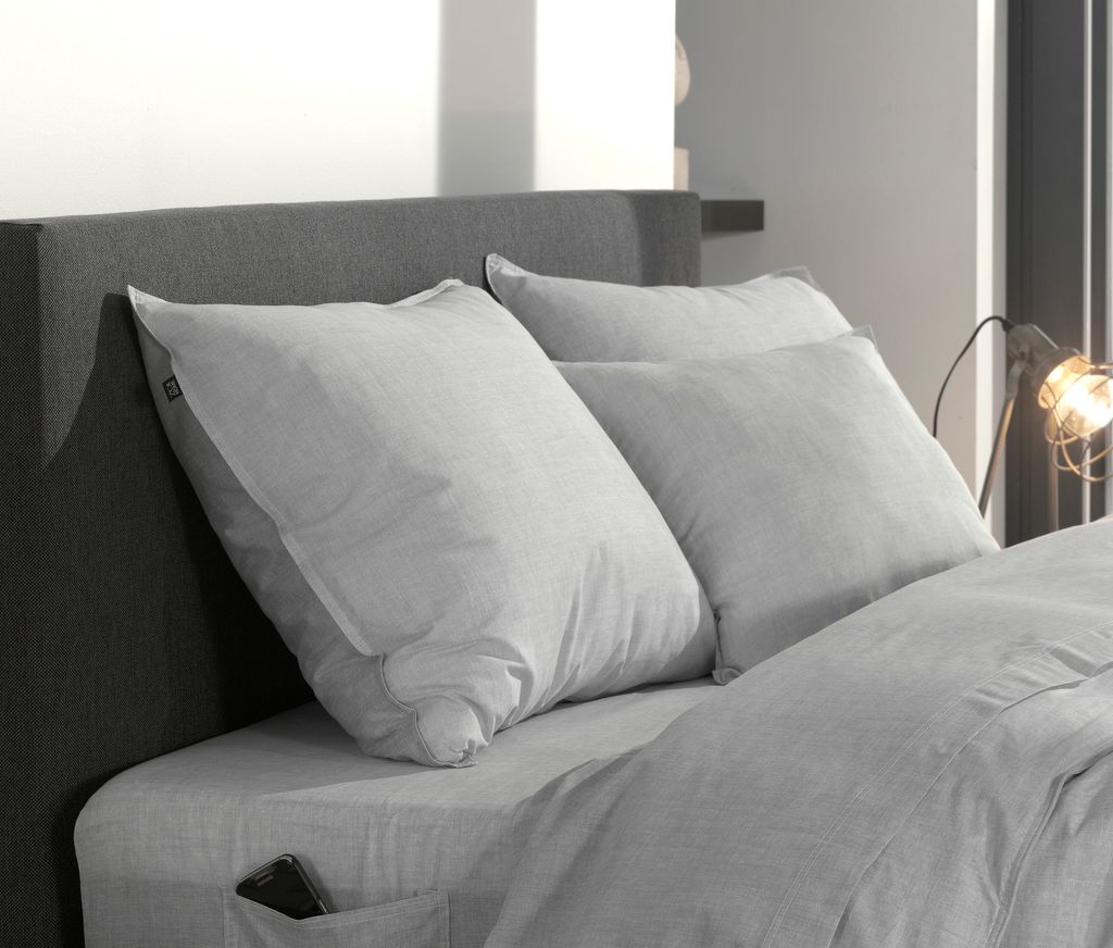 Zo!Home Bettwäsche Lino 1 Bettwäsche 240x220cm mit 2 Kopfkissen 60x70cm 100% Baumwolle Dove Grey