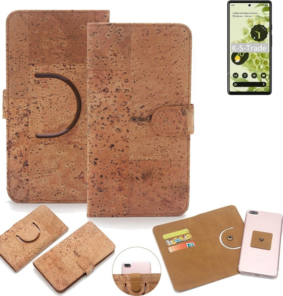 K-S-Trade Handy-Hülle Schutz-Hülle kompatibel mit Google Pixel 6 Handyhülle Schutzhülle Korkhülle Kork-Hülle 1x