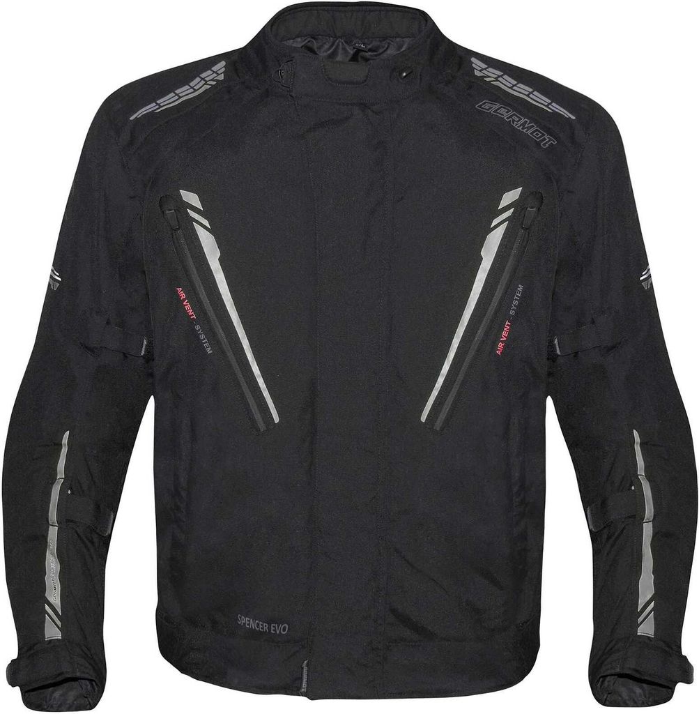 Germot Spencer Evo Big Size wasserdichte Motorrad Textiljacke, schwarz/grau, 4XL