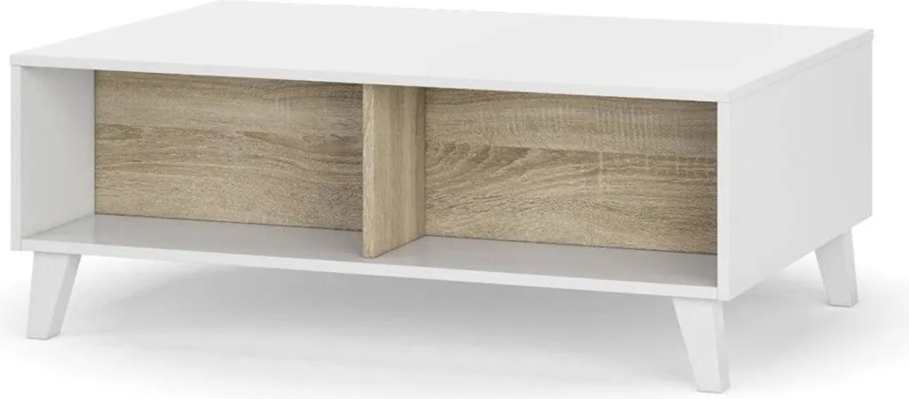 Table basse relevable grise et chêne 100 cm Zaiken Plus avec coffre de rangement - 11