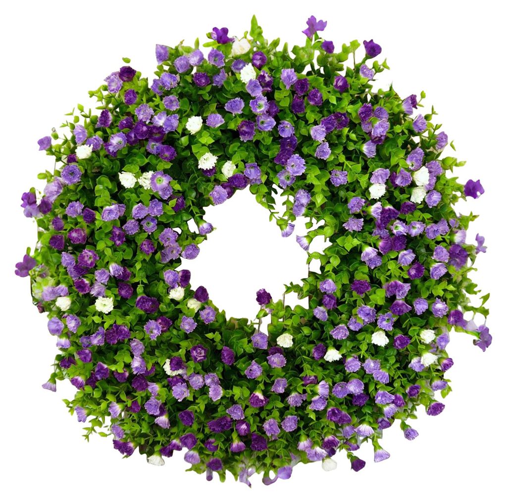 Frühlings- und Sommerkranz für die Haustür, künstlicher Wildblumenkranz mit Eukalyptusblättern für drinnen und draußen, Wanddekoration für ...