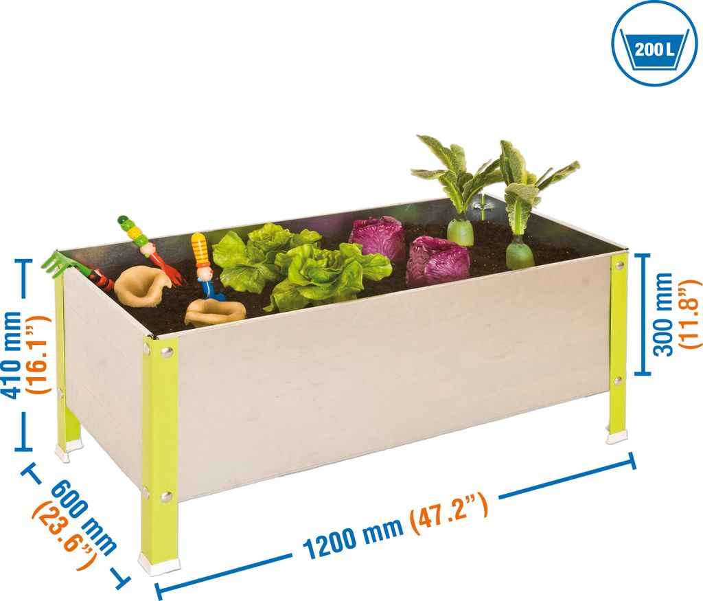 Simonrack Hochbeet SIMONGARDEN URBAN KID Metall silber, grün rechteckig 120,0 x 41,0 cm
