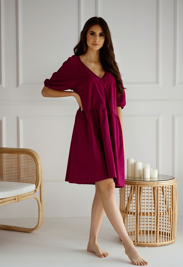 DOLCE SONNO Stillnachthemd – Umstandsnachthemd - Nachthemd für Schwangere und Stillende - 100% Baumwolle – MEGI ANYMONE M