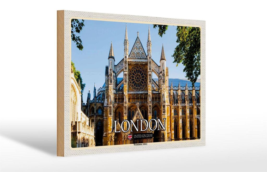 Holzschild Städte Westminster Abbey London UK 30x20cm Produktbild 