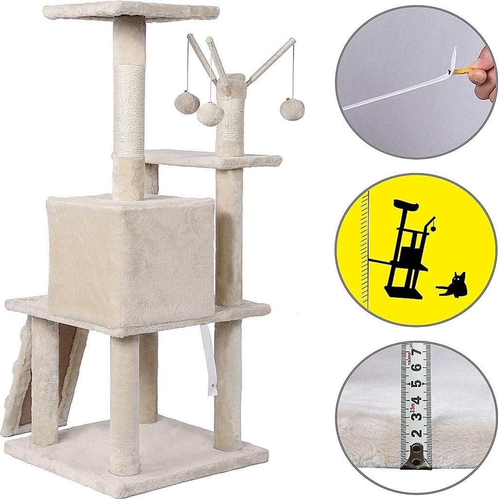 Kratzbaum 121cm Katzenbaum Beige Katzenkratzbaum Katzen Produktbild 2