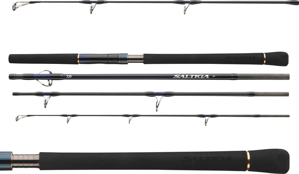 DAIWA Saltiga Air Portable, 2,5m, 8,2ft, 120-160g, 4 Teile, Salzwasser Reise-Spinning Angelrute, extra fast / fast, 11501-255