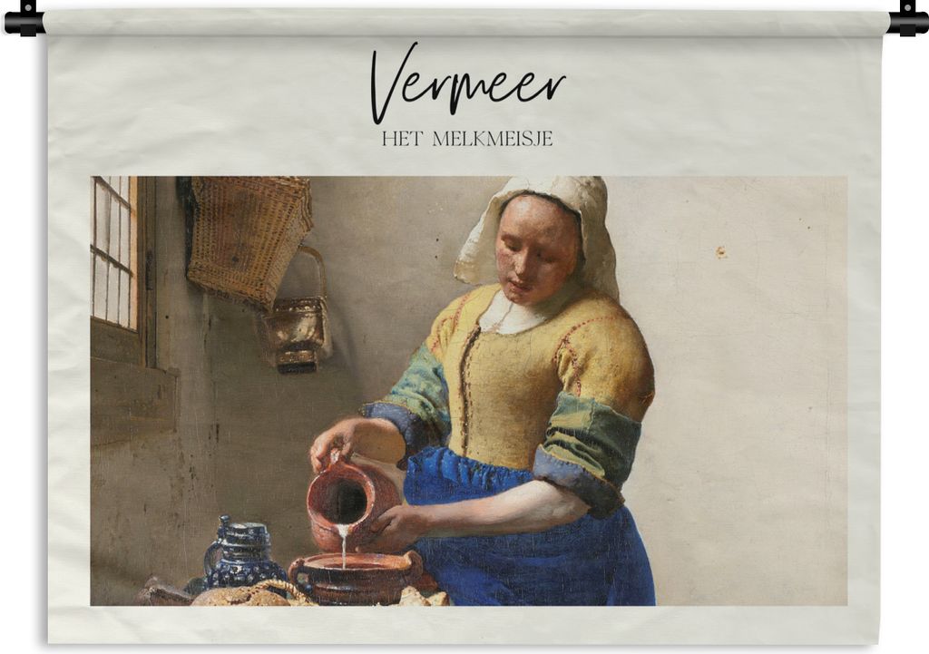 MuchoWow Wandteppich Wandbehang Milchmädchen - Vermeer - Alte Meister 60x45 cm Tapisserie Dekoration Wandtuch - Das Schlafzimmer