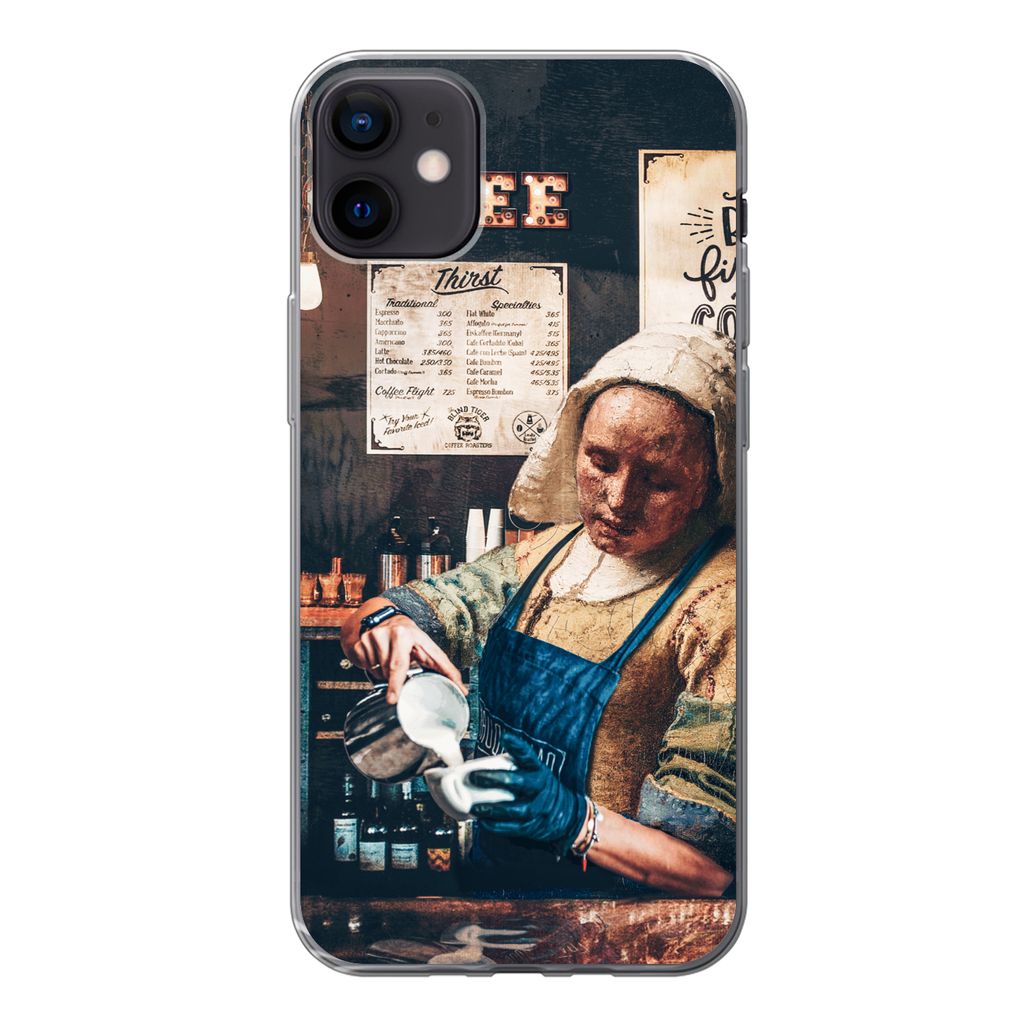 MuchoWow Handyhülle Schutzhülle Hülle für iPhone 12 mini Milchmädchen - Barista - Kaffee - Cappuccino Silikon Softcase Handy Hülle - Bild