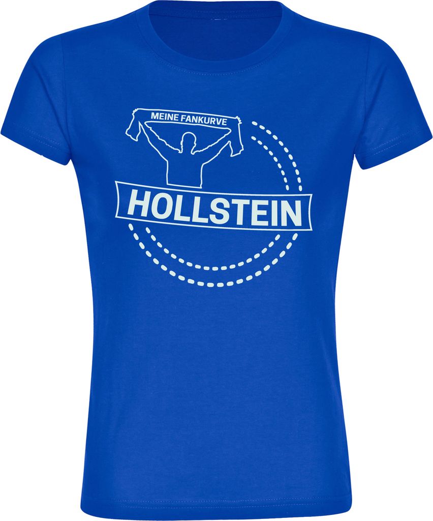 multifanshop Damen T-Shirt - Holstein - Meine Fankurve, blau, Größe M