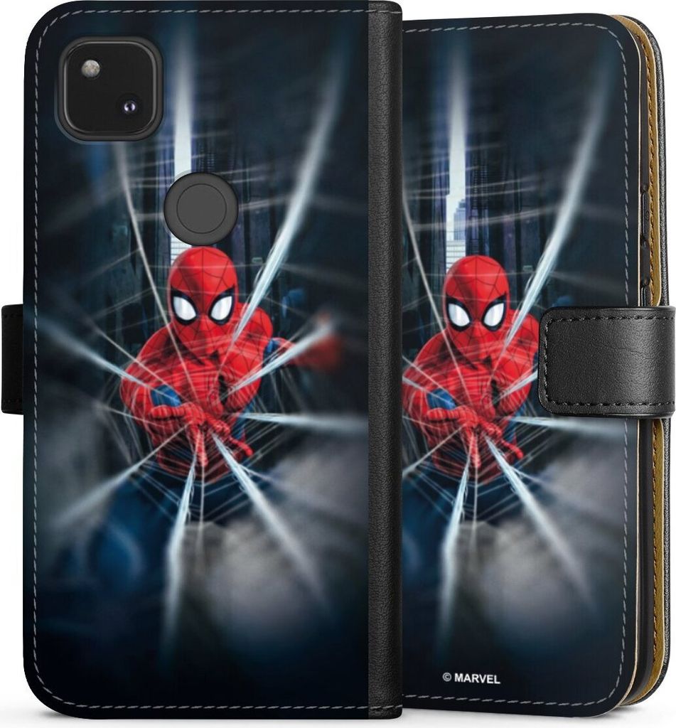 DeinDesign Klapphülle für Google Pixel 4a Handytasche Lederhülle Tasche Kinofilm Marvel Spider-Man