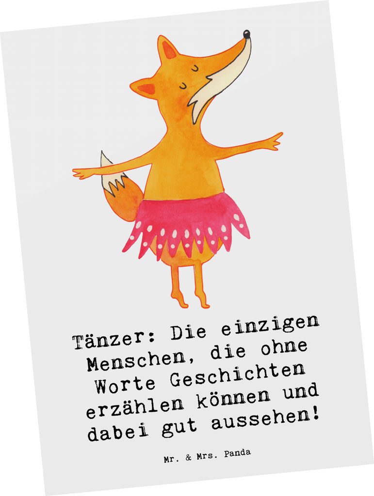Mr. & Mrs. Panda Postkarte Tanzen Geschichten - Weiß - Geschenk, Anmut, Teamsport, Sportart, Tango, Ansichtskarte, Postkarten, Sportler Geschenke,...