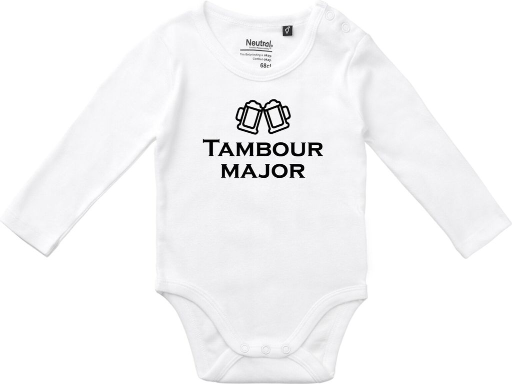 Huuraa Baby Body Tambourmajor Schützenfest 68 White Baumwolle Fairtrade Langarmbody Geschenkidee