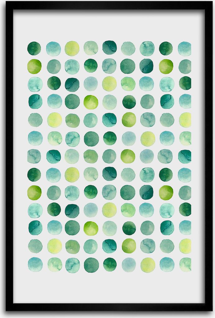 Bild - Bilderrahmen - 40 cm x 60 cm - MDF - Rahmen - Wandkunst - Grüne Punkte