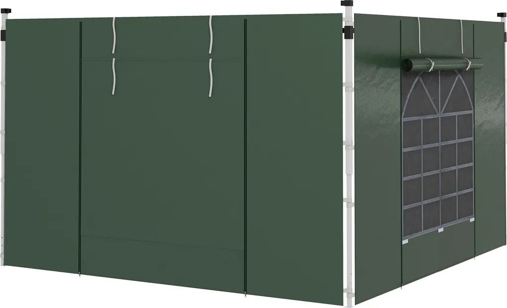 Pannelli Laterali Outsunny Gazebo 3x3 Verde con Finestra e Velcro
