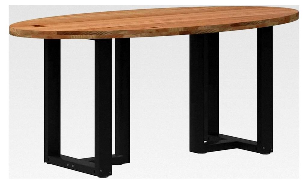 Esstisch Hellbraun 200x100x74 cm Massivholz Eiche Oval