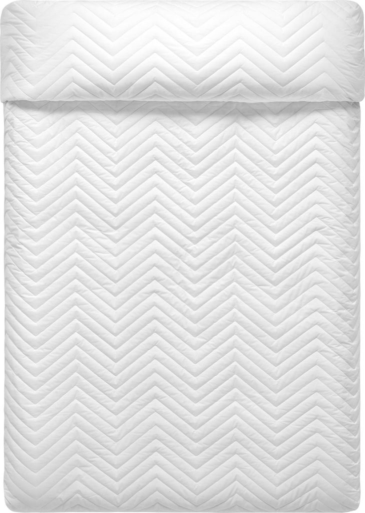 Arista Tagesdecke Weiss 240x260 cm (Bett 135/140/150) 100 % Baumwolle (außen) 100 % Polyester (Füllung) Hergestellt in Europa