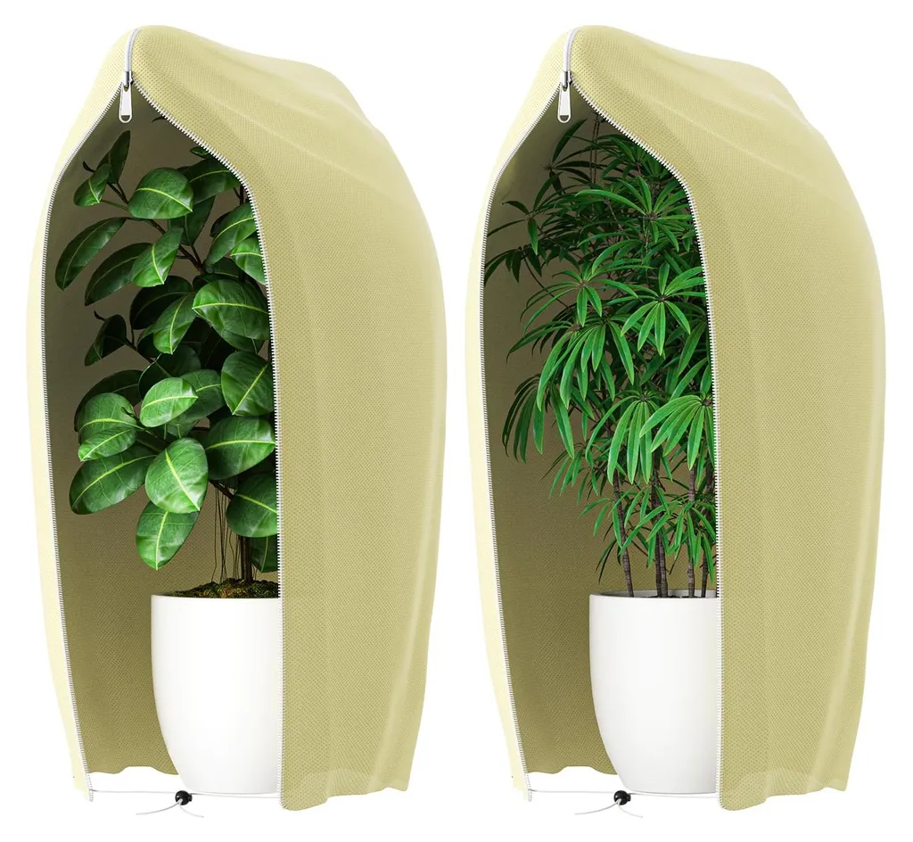 Housse hivernale plantes avec fermeture éclair, voile anti-gel 120x180cm