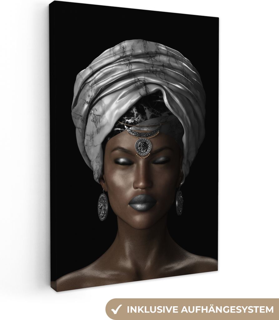 OneMillionCanvasses - Leinwandbilder - 90x140 cm, Frauen - Accessoires - Schwarz - Weiß, Wandbilder Kunstdruck Wanddekoration - Wandschmucke - S...