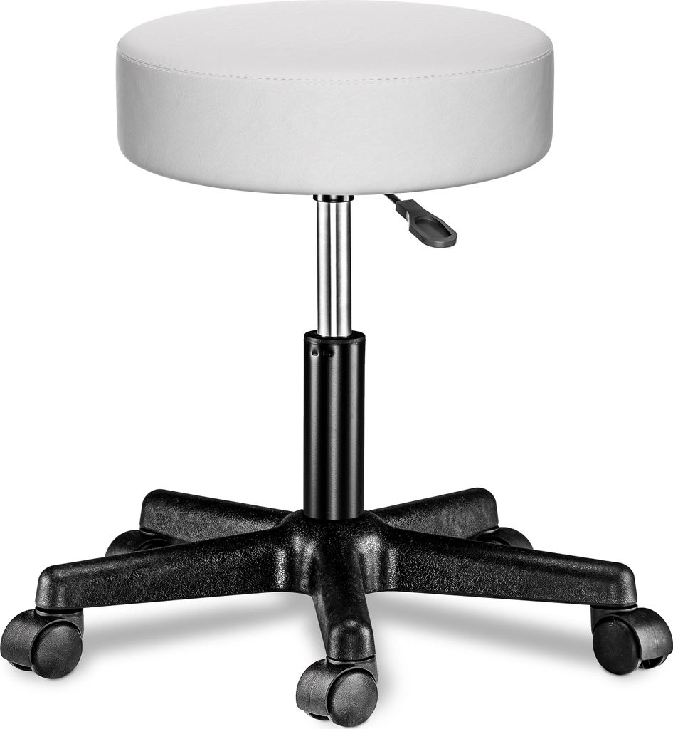 CASARIA® Tabouret de bureau blanc pivotant 360° hauteur Image du produit 