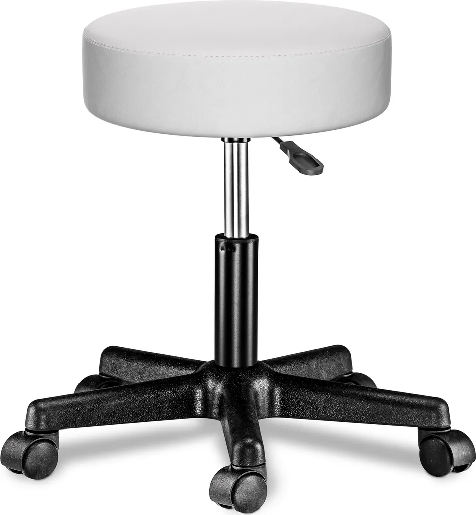 Tabouret ergonomique blanc contre le mal de dos avec assise moelleuse