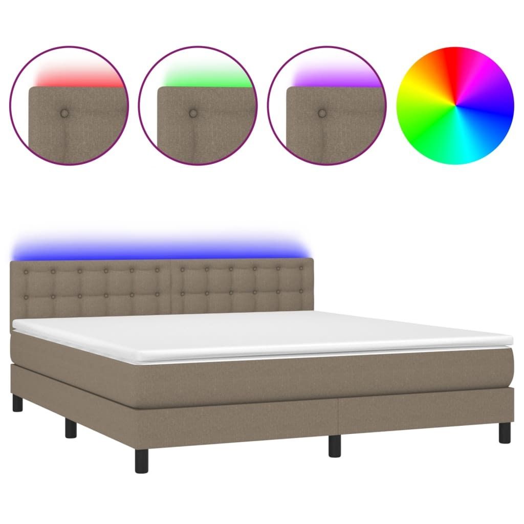 "2026 MODERNE"Boxspringbett Modernes/Doppelbett - Polsterbett Erwachsene/r /Kind - mit Matratze & LED Taupe 180x200cm Stoff - Klassische Betten Neu...