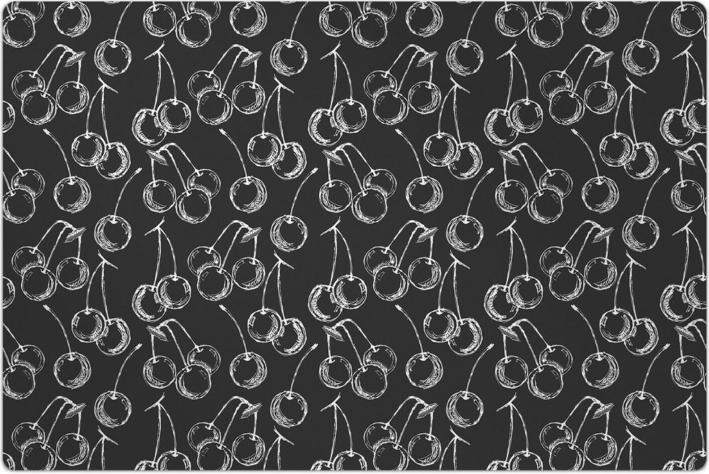 Küchenmatte 80x120 cm Vinylmatte Bodenmatte Dekoration - Kirschen in Grau