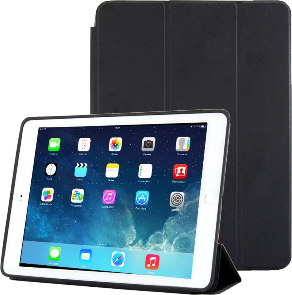 subtel Flip Cover Tablethülle für iPad Air 2 (Wake / Sleep) Tablet Schutzhülle mit Ständer, Kunststoff schwarz Bookstyle Case Bumper Klapphüll...