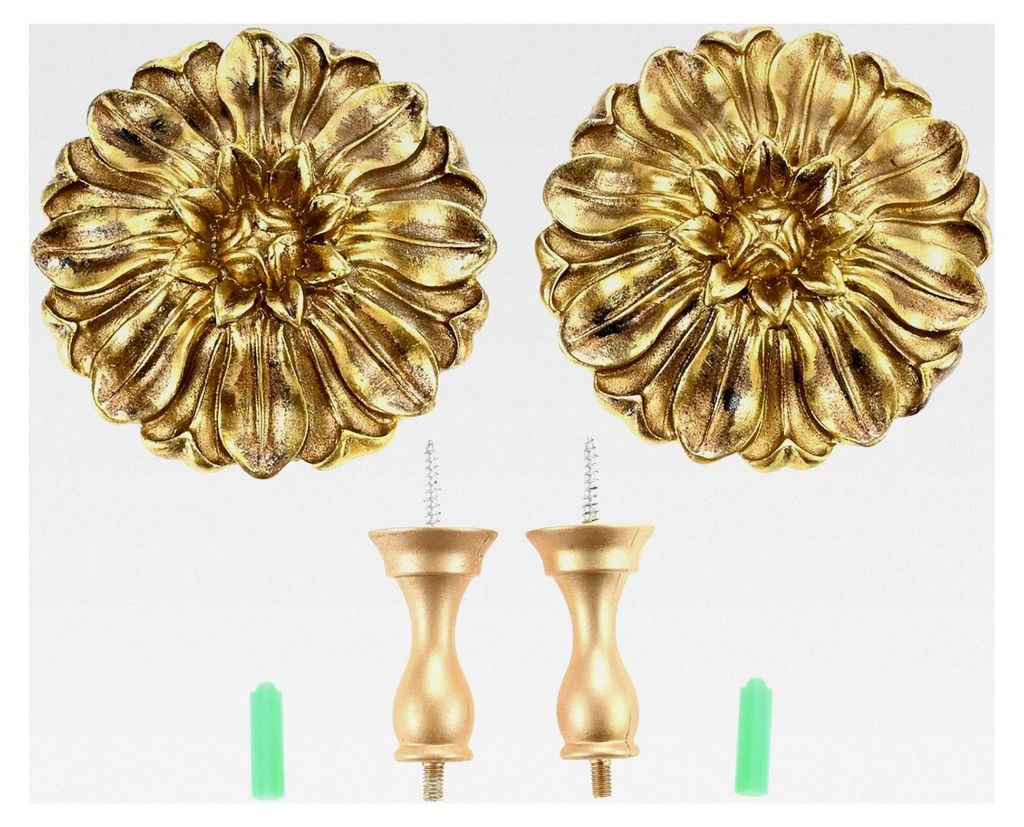 Vorhang-Raffhalter im Gänseblümchen-Design, Vintage-Stil, goldfarben, 1 Paar