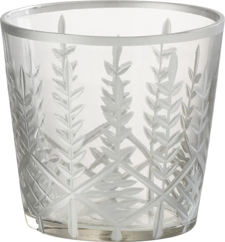 Photophore en Verre Argenté J-Line Chloe - Bougeoir Déco Ø 9,5 cm
