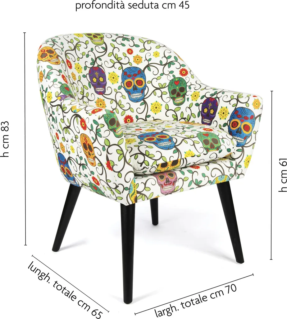 Fauteuil Excelsa Calavera Multicolore en Polyester 70,5 x 65 x 83 cm