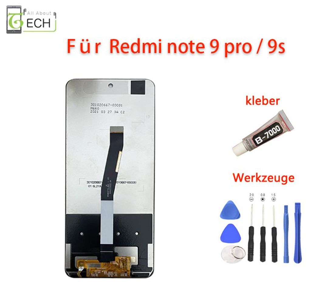 Für Xiaomi Redmi Note 9 Pro / 9s LCD Display Bildschirm Produktbild 