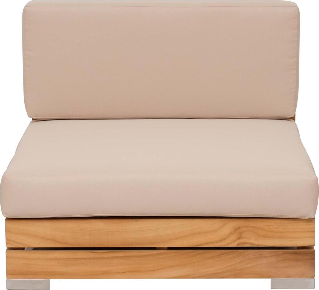 Teako Design Loungesessel Teakholz Korsika Massivholz wetterfest mit Sitzkissen – Outdoor-Sessel, Terrasse & Balkon, pflegeleicht & langlebig