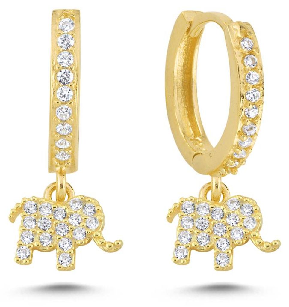 925 Silber Ohrringe Gold Libelle Zirkon Anhänger Damen Elegant