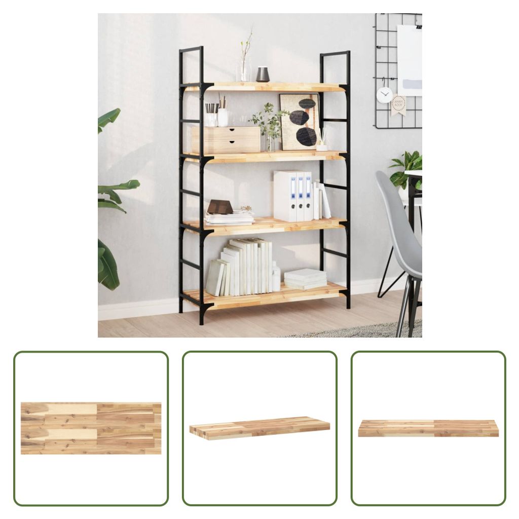 The Living Store Schweberegal 80x30x4 cm Massivholz Akazie Unbehandelt