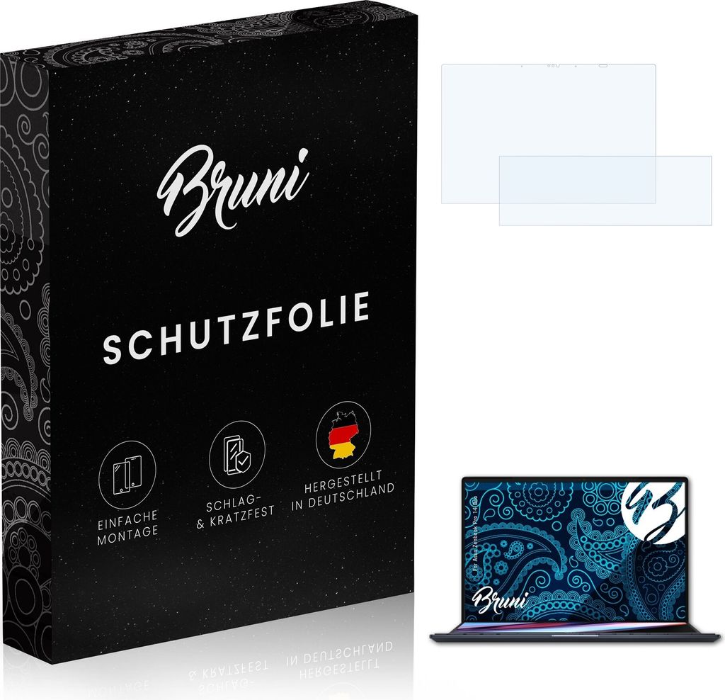 Bruni Basics-Clear 2x Schutzfolie kompatibel mit Asus Zenbook Pro 14 Duo Folie