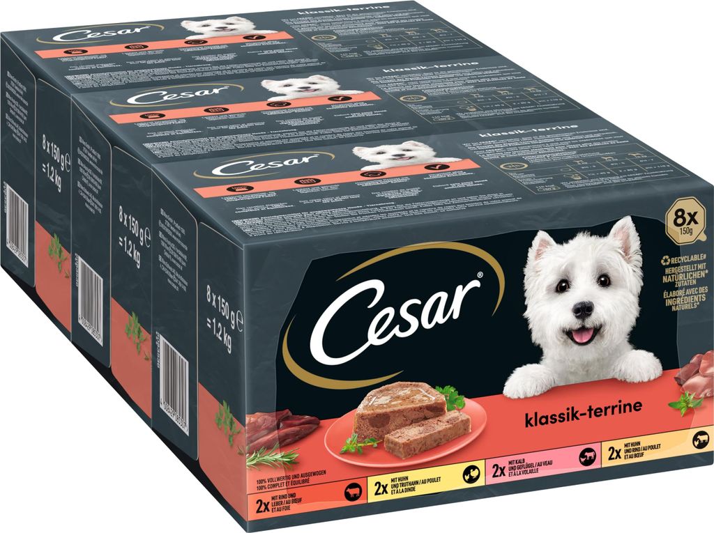 CESAR® Schale Multipack Klassiker Selektion 3 x 8 x 150g Produktbild 