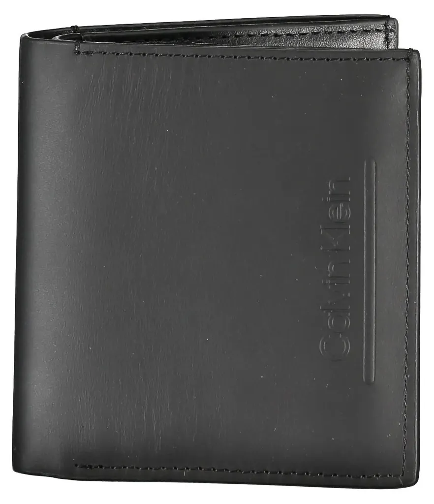 Portefeuille Calvin Klein K50K510887 en cuir noir avec logo gaufré