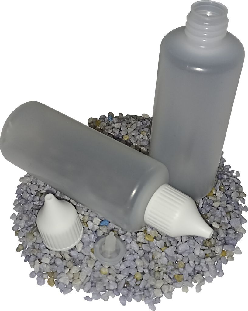10 Fenstermalflasche Kira 80ml mit naturfarbener Auftragsspitze und weißem Deckel