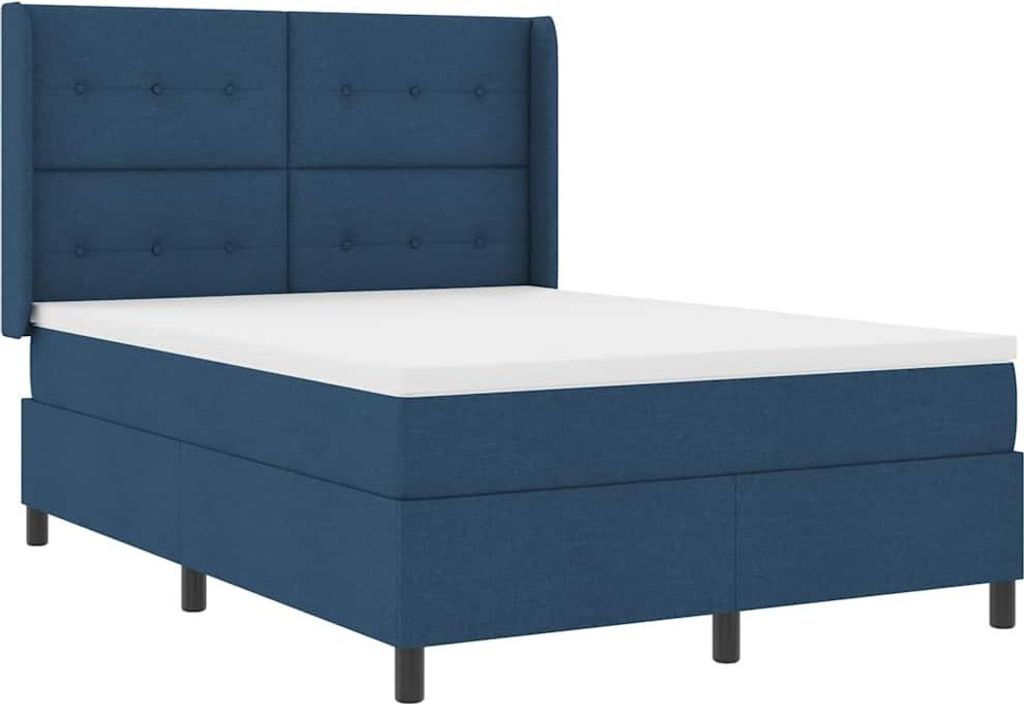 vidaXL LED Boxspringbett mit Kopfteil Blau 140 x 190 cm Stoff