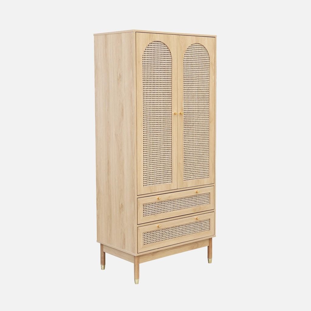 sweeek - Kleiderschrank mit 2 Türen, 2 Schubladen und Produktbild 