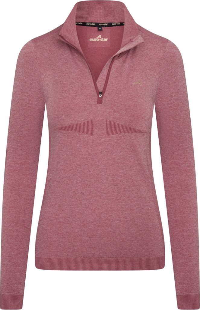 Euro-Star Maggy Damen langarm Sweater mit halben Reisverschluss Blush Melange , Größe:S
