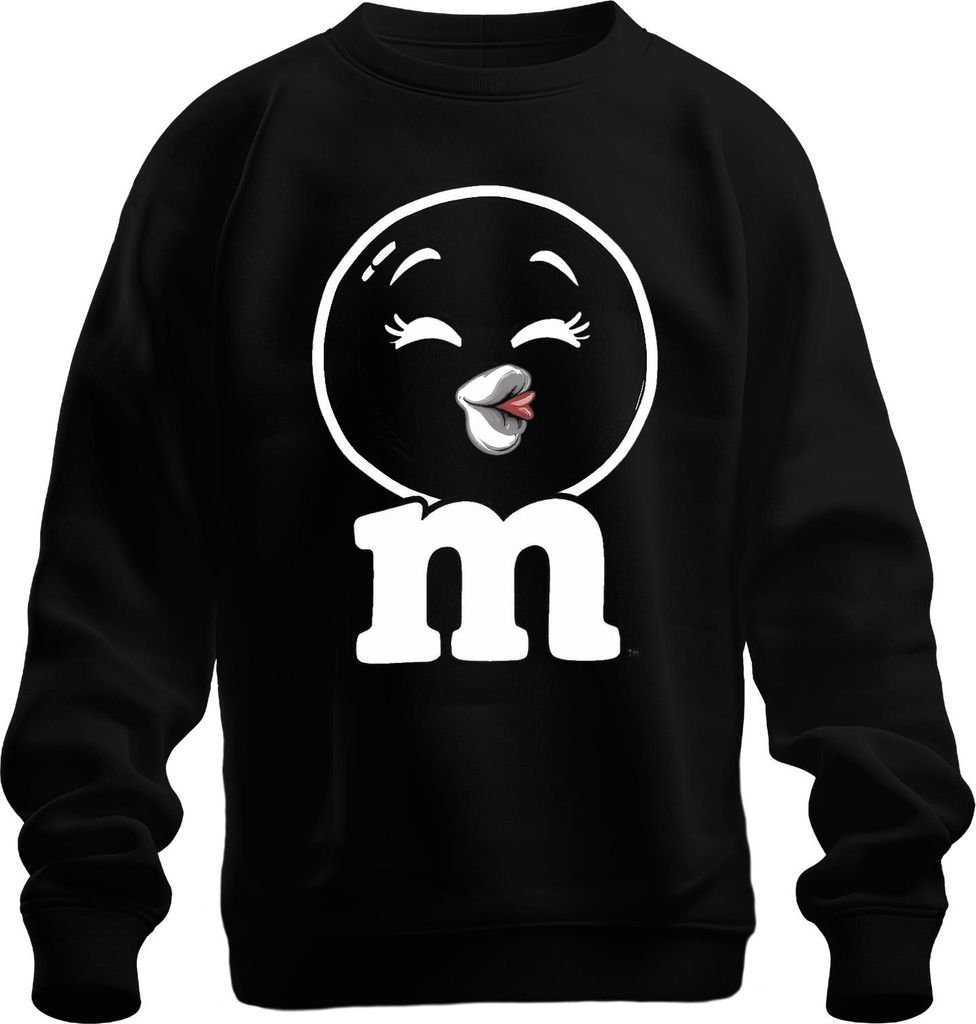 M&M Kuss Schokolade Lippen Karneval fünfte Jahreszeit Kostümersatz Uni Sweatshirt Pullover, Schwarz, XXL