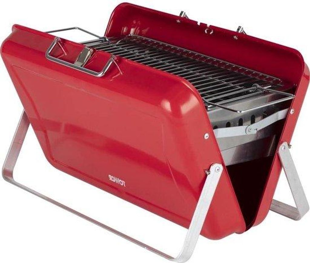 Portabler Holzkohlengrill Rotes Outdoor Kochgerät