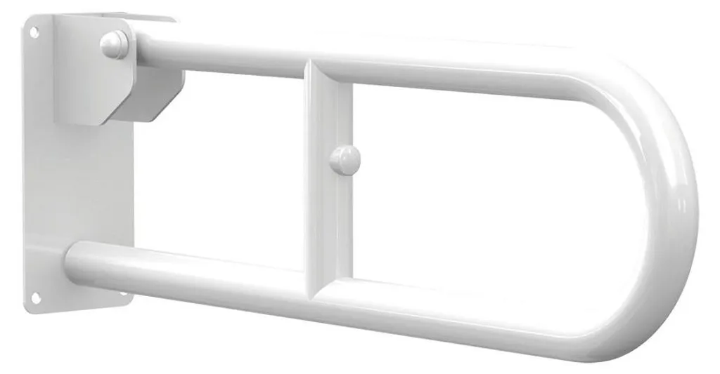 Barre d'appui rabattable 70 cm robuste en acier blanc finition premium