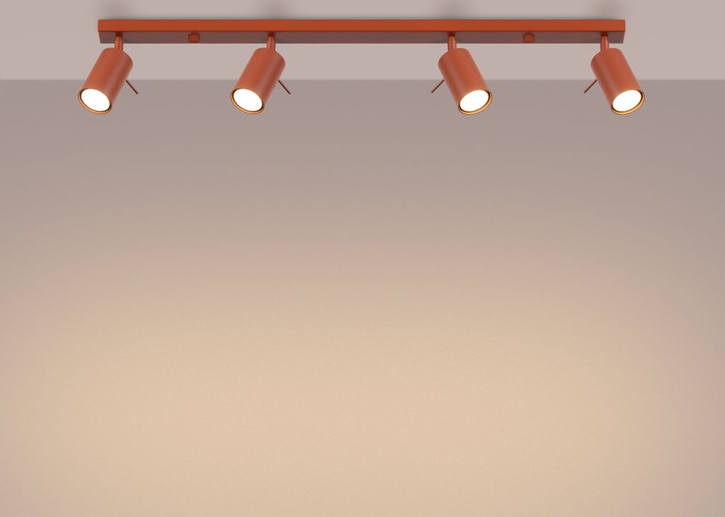 Plafond RING 4L roter Ocker 4xGU10 10W Stahl 17x6x81cm Sollux Lighting