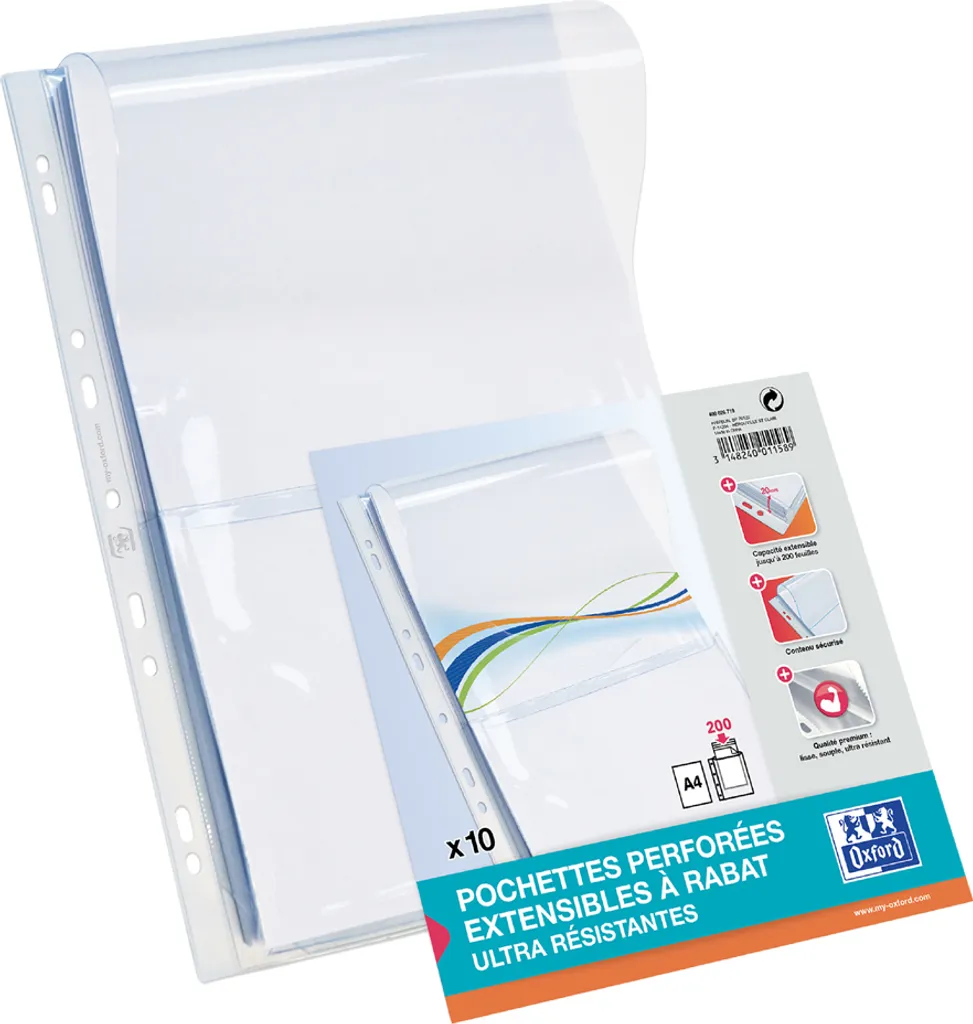 Pochette à Soufflet 20 mm PVC 0,30 mm Ultra-Résistante ELBA Dor'Plan A4